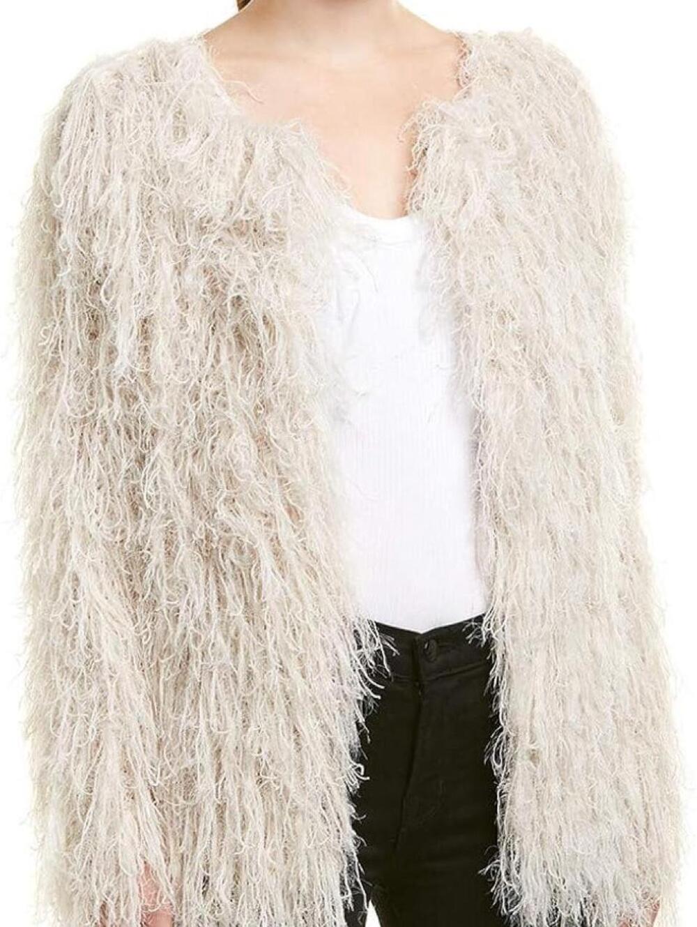 Talk of the walk shaggy fringe open-knit cardigan